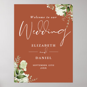 Greenery Floral Terracotta Wedding Welcome Sign