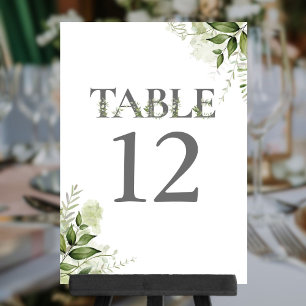 Greenery Floral Typography Table Number