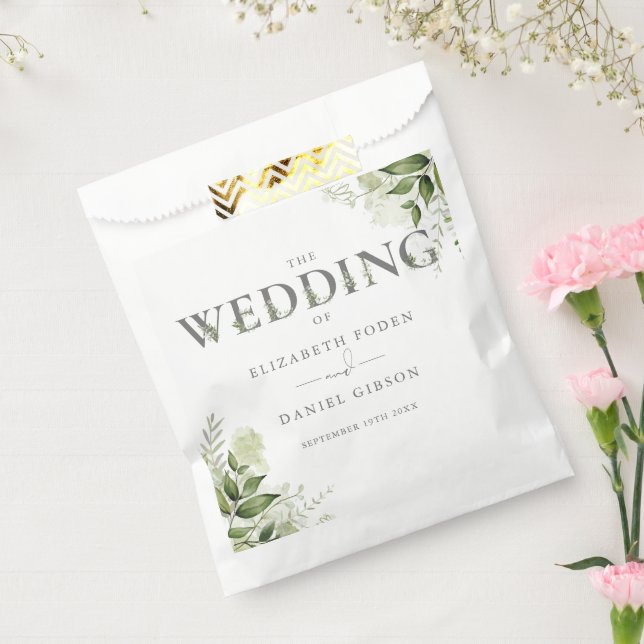 Greenery Floral Typography Wedding Favour Bags (Sealed)