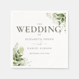 Greenery Floral Typography Wedding Napkin