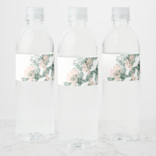 greenery floral water bottle label
