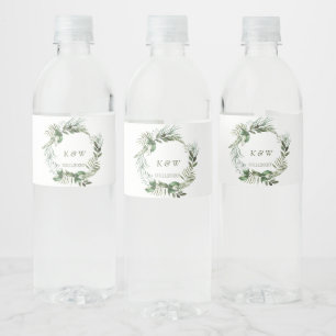 Greenery Floral Water Bottle Label