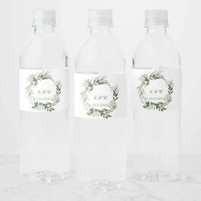 Greenery Floral Water Bottle Label (Bottles)