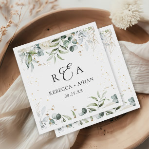 Greenery Floral Watercolor Wedding Napkin