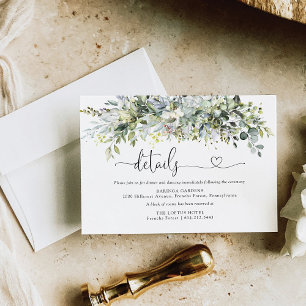 Greenery Floral Wedding Ceremony Details Card