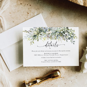 Greenery Floral Wedding Ceremony Details Card