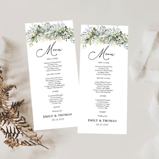 Greenery Floral Wedding Ceremony Menu (Creator Uploaded)