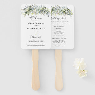 Greenery Floral Wedding Ceremony Program Hand Fan