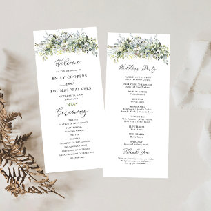 Greenery Floral Wedding Ceremony Program Programme