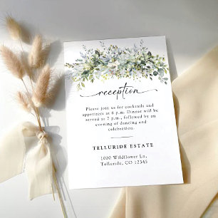 Greenery Floral Wedding Ceremony Reception Card