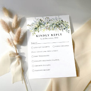 Greenery Floral Wedding Ceremony RSVP Card