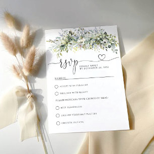 Greenery Floral Wedding Ceremony RSVP Card