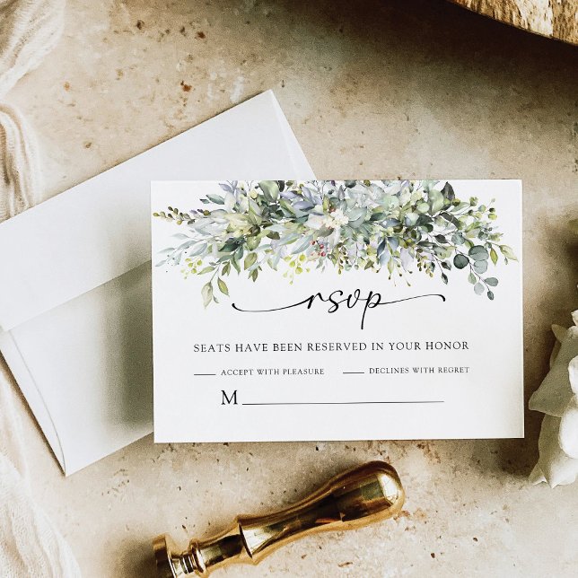 Greenery Floral Wedding Ceremony RSVP Card (Creator Uploaded)