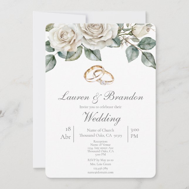 Greenery floral Wedding invitation (Front)
