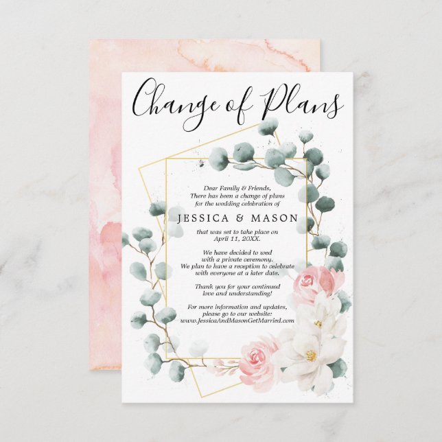 Greenery Floral Wedding Postponed Announcement (Front/Back)