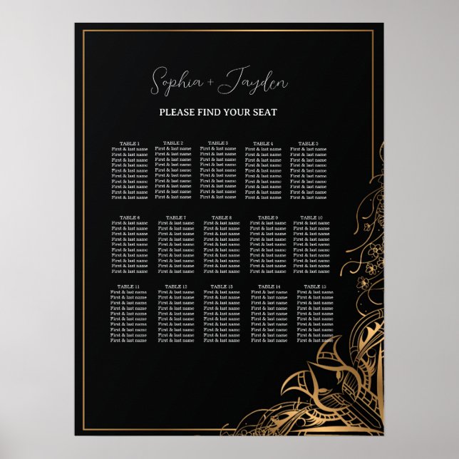 Greenery Floral Wedding Seating Chart (Front)