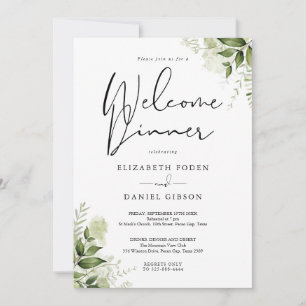 Greenery Floral Wedding Welcome Dinner Invitation