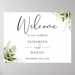 Greenery Floral Wedding Welcome Sign