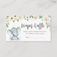 Greenery Floral White Elephant Diaper Raffle