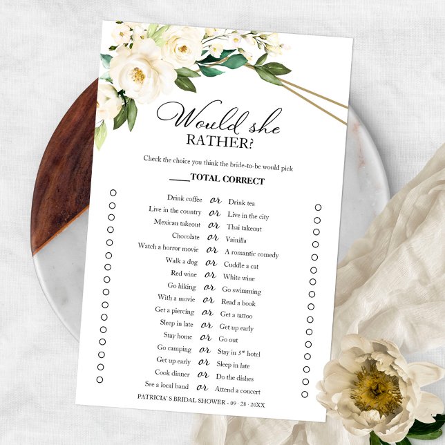 Greenery Floral Would She Rather Game Flyer (Creator Uploaded)