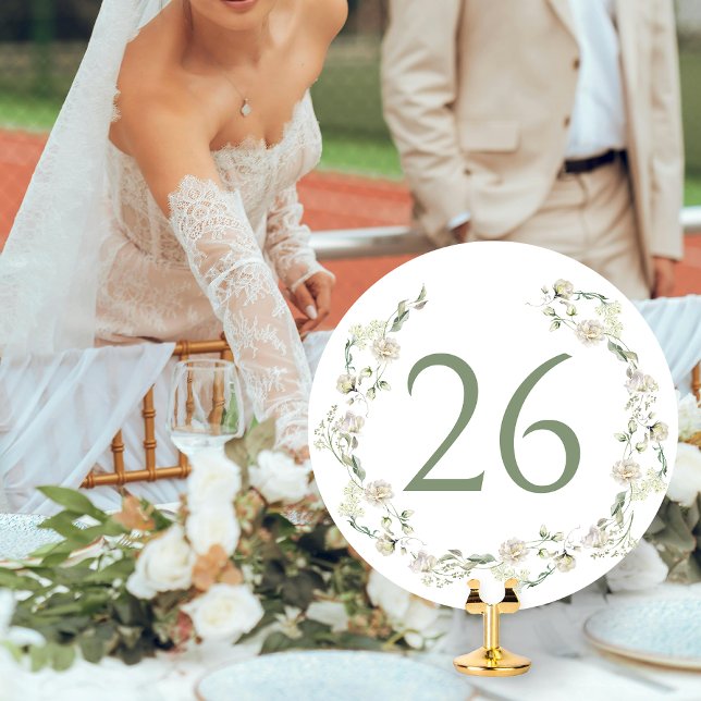 Greenery Floral Wreath Wedding Circle Table Number (Creator Uploaded)