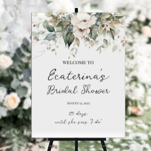 Greenery & flowers bridal shower welcome sign