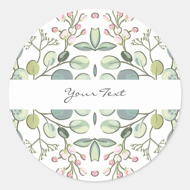 Greenery Flowers Classic Round Sticker (Front)