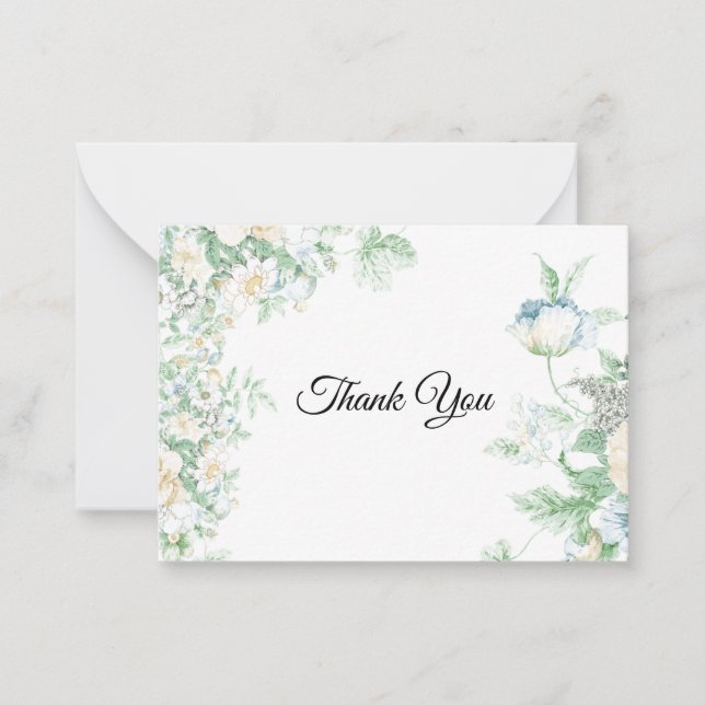 Greenery Flowers Thank You Cards (Front)