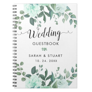 Greenery Flowers Wedding Guestbook  Notebook
