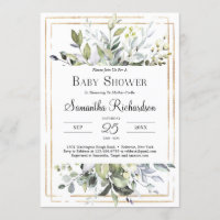 Greenery Foliage and GOld Geometric Boho Baby