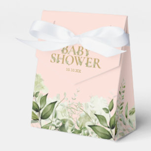 Greenery Foliage Blush Pink Gold Baby Shower Favour Box