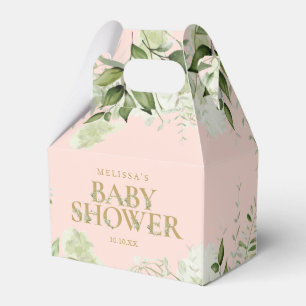 Greenery Foliage Blush Pink Gold Baby Shower Favour Box