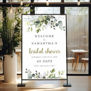 Greenery foliage boho bridal shower countdown sign