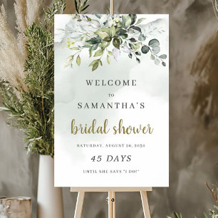 Greenery foliage boho bridal shower countdown sign