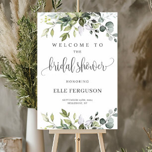 Greenery foliage boho bridal shower welcome sign