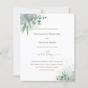 greenery foliage   budget wedding invitation