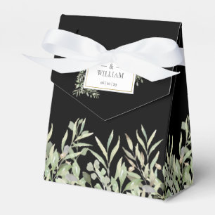 Greenery Foliage Elegant Black Wedding Favour Box
