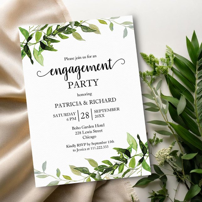 Greenery Foliage Engagement Party  Invitation (Creator Uploaded)