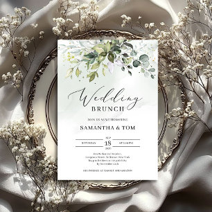 Greenery foliage eucalyptus boho wedding brunch invitation