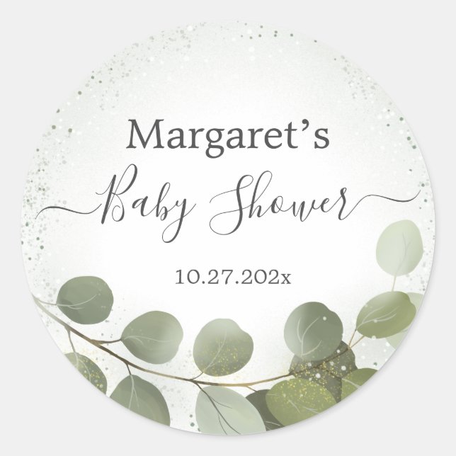Greenery Foliage Eucalyptus  Classic Round Sticker (Front)