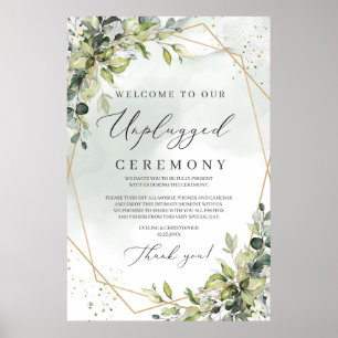 Greenery foliage eucalyptus gold unplugged sign