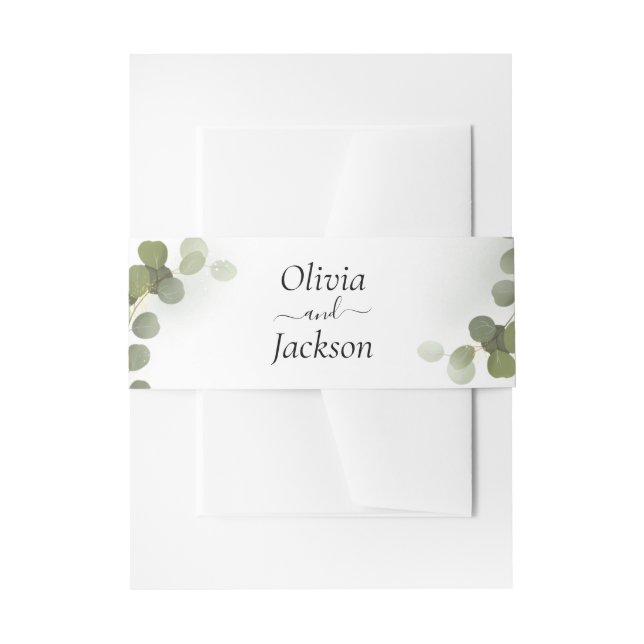 Greenery Foliage Eucalyptus  Invitation Belly Band (Front Example)