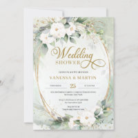 Greenery foliage eucalyptus white roses gold oval