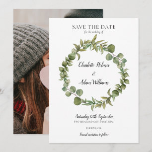 Greenery Foliage Garland Photo Wedding Save The Date