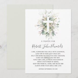 Greenery Foliage Gender Neutral Baptism Prayer Invitation