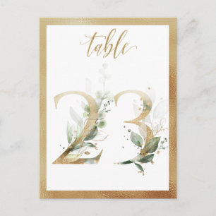 Greenery Foliage Gold Table Numbers, Table 23 Card