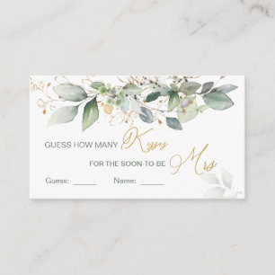 Greenery foliage Guess How Many Kisses Game Enclosure Card
