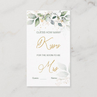 Greenery foliage Guess How Many Kisses Game Enclosure Card