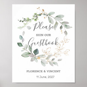 Greenery foliage Guest book Table Sign