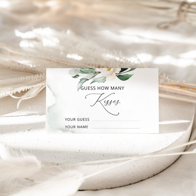 Greenery foliage how many kisses bridal game enclosure card (Creator Uploaded)